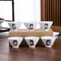 6pcs / Set Kung Fu Tea Cup Set Bone China Tea Set Hat Cup Ceramic Kettle Cups and Mugs Coffee Mug Teapot Teapots to Boil Water gray