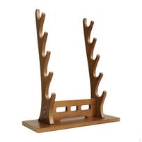 Samurajų Stovas Kardų Laikiklis Pagrindo Atrama Viduramžiškas Pakabukas Tanto Wakizashi Walnut 5 Tier