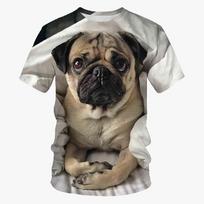 Juokingi šunų mopsų marškinėliai Gyvūnas 3D spaudinys Vyrams Moterims Šaunūs trumparankoviai marškinėliai Streetwear Oversized Harajuku Vaikams Viršutiniai drabužiai M black