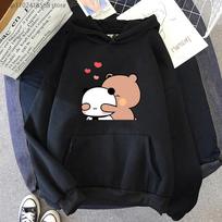 Panda Bear Hoodies Cartoon  Bubu Dudu Graphic Sweatshirt Women Clothes Long Sleeve Pullover Girls Hoodie Men Sudadera XL black