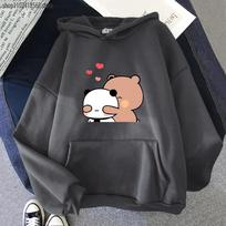 Panda Bear Hoodies Cartoon  Bubu Dudu Graphic Sweatshirt Women Clothes Long Sleeve Pullover Girls Hoodie Men Sudadera 3XL gray