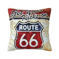 Vintažinė Route 66 pagalvės užvalkalas 40x40cm Namų dekoratyvinis Madingas Amerikietiško kelio pagalvės dekoras Svetainės kvadratinis pagalvės užvalkalas 30x30cm 12x12in black