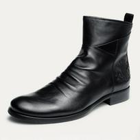 Madingi vyriški batai Šoninis užtrauktukas Odiniai batai Madingi Lauko Darbo Ankle Boots Didelio Dydžio Aukštakulniai Batai Rankų Darbo Platforma Chelsea Batai 44 black