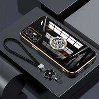 xiaomi 12 dėklas su dirželiu, prabangus deimantinis laikiklis dėklas Xiaomi 12 Lite 12T POCO F5 X5 Pro telefonams, dėklai Xiaomi12 stovas žiedas Poco F5 pro&Case & Holder juoda