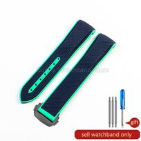 Silikoninis laikrodžio dirželis Omega X Swatch Planet 20 mm mėlynai žalias chaki povo žalias specialus jungtis lengvas glotnios tekstūros 20mm blue