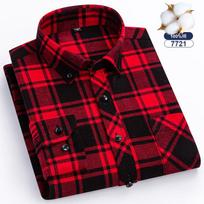 Platesnio dydžio 8XL vyriški flaneliniai marškiniai Vyriški ilgomis rankovėmis Laisvalaikio patogūs vyriški languoti marškiniai 100% medvilnė Didelio dydžio su viena kišene 46 red