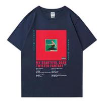 Reperis Kanye Westas „My Beautiful Dark Twisted Fantasy 2024“ marškinėliai vyrams ir moterims, vintažiniai trumpomis rankovėmis, unisex dideli marškinėliai S red