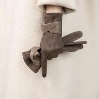 Šiltos pirštinės su aksomu, tinkamos moterims žiemą, su jutikliniu ekranu, elegantiškais lankeliais, pirštinės dviračiui ir vairavimui juoda