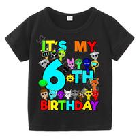 Sprunki Incredibox Kids Clothes Boys Girls Cotton T-shirts 1-9 Years Old Child Summer Short Sleeves Tops Birthday Party Gifts 150 black
