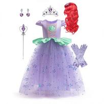 Mažosios undinėlės Arielės princesės kostiumai jaunoms mergaitėms, violetinė suknelė vaikams, karnavalinė suknelė, gimtadienio tiulio sijonai, vasaros nauji drabužiai 120(5Y) gray