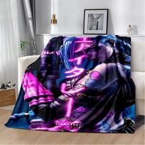 LOL 29 stiliaus Jinx League of Legends animacinis flanelės pledas, minkštas užklotas namams, miegamajam, lovai, sofai, kelionėms, vaikiška dovana 75x90cm