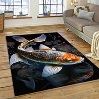 Karpas Koi Naturalizuotas Yin Yang Žuvis Animacinis Kilimas Kilimas Namams Svetainei Miegamajam Sofai Durų Kilimėlis Dekoras, Vaikų Plotas Kilimas Neslystantis Kilimėlis 40x60cm gray