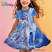 Disney Ledo šalis Princesė Elsa Mergaičių Vasarinė Suknelė Anime Vaikų Suknelės Drabužiai Sijonas Madingas Laisvalaikio Apranga 110 gray