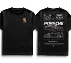 Superautomobilio Porsche GT3 RS Grafinis Marškinėlis Vyriškas Moteriškas Medvilninis Oversize Y2k Mados Gatvės Stiliaus Trumpomis Rankovėmis Moteriški Vyriški Drabužiai XXL raudona