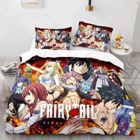 3D spausdinimas Fairy Tail Anime Natsu patalynės komplektas antklodės užvalkalas lovos komplektas antklodės užvalkalas pagalvės užvalkalas antklodė karališko dydžio karalienės dydžio berniukams suaugusiems US Twin(172x218cm) black