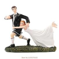 Wedding Romantic Bride and Groom Toppers Couple Figurine Marriage Funny Cake Toppers Dolls for Wedding Cupcake Decoration New white