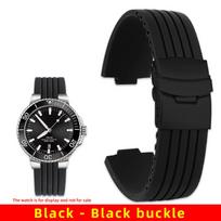 22x11mm 24x12mm išgaubtas galas Silikoninė laikrodžio apyrankė Oris Aquis 7330 7740 Laikrodžio dirželis Nardymo Minkštas guminis vyriškas riešo apyrankė 22-11mm convex black