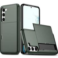 Skirta Samsung Galaxy S26 S25 S24 Ultra S22 Plus S23 S21 S20 FE Note 20 A17 A55 Piniginės Dangtelis Kortelių Laikiklis Lizdas Smūgiams Atsparus Telefono Dėklas Galaxy S25 Ultra armijos žalia spalva