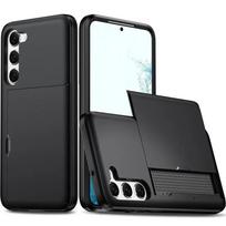 Skirta Samsung Galaxy S26 S25 S24 Ultra S22 Plus S23 S21 S20 FE Note 20 A17 A55 Piniginės Dangtelis Kortelių Laikiklis Lizdas Smūgiams Atsparus Telefono Dėklas Galaxy S24 FE juoda