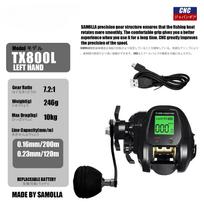 Naujas Didelis Elektroninis Baitcasting Žvejybos Ritės Didelis Greitis 7.2:1 10kg Sūriavandeniui atsparus liejimo ritės ratukas su skaitmeniniu ekranu Lašo formos ratukas Left Hand juoda