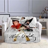 Įvairių stilių E-Elvis rašto 3D spausdintos roko dainininko sofos pledai, tinkami suaugusiųjų ir vaikų miegamiesiems bei svetainėms 75x90cm gray