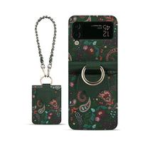 Skirta Samsung Galaxy Z Flip 7 dėklas Z Flip 7FE 6 5 4 3 sulankstomas ekranas Premium oda Premium elegantiškas madingas telefono dėklas For Galaxy Z Flip 7 miško žalia spalva
