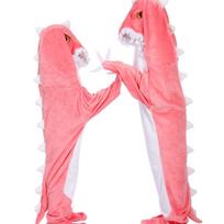 Animacinis smėlio skulptūros ryklio miegmaišis kombinezonas dinozauro pižama flanelinis ryklio namų kostiumas suaugusiems ryklio super minkštas M pink