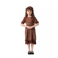 Viduramžių valstiečio kostiumas vaikams ir suaugusiems iš poliesterio audinio scenos pasirodymams Children,M brown
