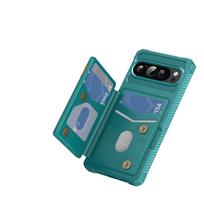 Google Pixel 10 9 Pro XL 8 7 Pro 9A 8A dėklas su kortelių laikikliu, tvirtas smūgiams atsparus minkštas TPU atverčiamas piniginės dangtelis For Pixel 9 žalia
