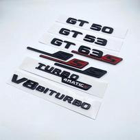 3D ABS Plokščios raidės GT50 GT53 GT63 GT63S V8 Biturbo 4matic+ ABS Emblema Mercedes Benz AMG C190 X290 Automobilio Šoninė Bagažinės Lipdukas Red  S sidabras
