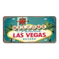 High Definition Metal Tin Sign Las Vegas Casino Vintage License Plate Style Wall Art Decor for Home Bar Garage 15x30cm(5.9x7.8inch) beige