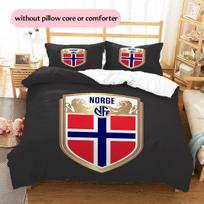 Norvegijos futbolo federacijos rašto patalynės antklodės komplektas Namų dekoravimas Dovana (1 * antklodės užvalkalas + 2 * pagalvės užvalkalai be šerdies) 135x200cm