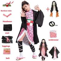 Naujas Kamado Nezuko Cosplay Kostiumas Japonų Anime Karnavalo Šventės Suaugusiųjų Vienodas Mergaitės Helovino Kostiumas kid 120CM smėlis