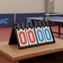 Flip Scoreboard VersatileSport Use Tabletop Score Keeper Large Numbers Manual Turner for Red Blue 4-digit Pvc white
