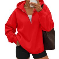 Women's Casual Long Sleeve Half Zip Hoodie with Chest Pocket for Everyday Wear L raudona