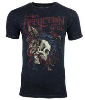 AFFLICTION Men's T-shirt BATTLE CRY Black Lava wash Motorcycle Biker S black