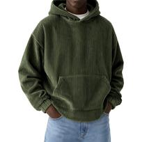 Men's Digital Print Hoodie Long Sleeve Hooded Casual Ribbed Knit Pullover for Everyday Wear XL tamsiai žalia spalva