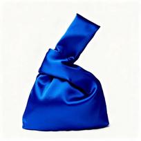 Prabangus šilkinio satino riešinė rankinė, minkštas mazgas, nešiojama vakarėlio delninukė, vakarėlio proga blue