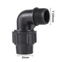 1/2  3/4  1  Female Male Thread to 20/25/32mm 90 Degree Reducing Elbow Water Connector Black PE Pipe PVC Tube Connection Joint