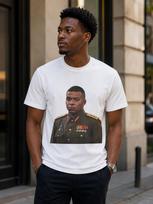 Kylian Mbappé Military Portrait T-Shirt | Vintage Football Graphic Tee 120 white