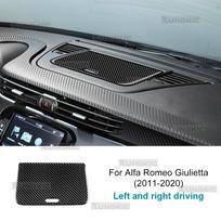 Automobilio prietaisų skydelio centrinė daiktadėžė Alfa Romeo Giulietta 940 2011 2012 2013 2014 2015 2016-2020 Tikras minkštas anglies pluošto lipdukas Black Carbon
