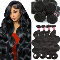 Peruvian Human Hair Bundles Body Wave 26 28 30 inch Virgin Human Hair 3 4 Bundles Women Sew In Quick Weave Raw Hair Extensions 1Pcs Wig Cap&20%-25%&VIRGIN HAIR black