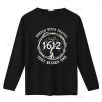 Pendle raganų teismai 1612 T marškinėliai Juodi Vintage skalauti Minkšti Patogūs Universalūs Unisex Šiek tiek grafiški Tampomi Kvėpuojantys L gray