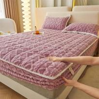 Naujas kieto pieno miltų medvilnės lovos sutirštintas pliušinis paklodė žieminės vilnos koralų miltų čiužinio apsauga Two pillowcases gray