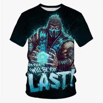 „Mortal Kombat“ 3D spausdinimo marškinėliai vyrams, kovos žaidimo marškinėliai Madingi marškinėliai su iškirpte trumpomis rankovėmis Hip Hop Trend Harajuku Summer Loose Top XXS gray
