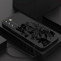 „Anime JoJo's Bizarre Adventure“ telefono dėklas, skirtas „Samsung Galaxy S23 S22 S21 S20 Pro FE Note 20 Plus Ultra Liquid Left Rope“ dėklui Samsung S23 5G black