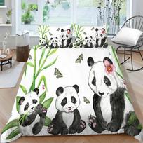 Panda patalynės komplektas vaikams berniukams mergaitėms mielas animacinis didžiosios pandos antklodės užvalkalų rinkinys karališko karalienės dydžio geltonas minkštas poliesterinis antklodės užvalkalas 70x133cm 2pcs