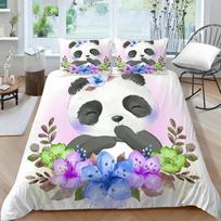 Panda patalynės komplektas vaikams berniukams mergaitėms mielas animacinis didžiosios pandos antklodės užvalkalų rinkinys karališko karalienės dydžio geltonas minkštas poliesterinis antklodės užvalkalas 70x133cm 2pcs