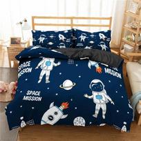 Animacinis astronautas kosmoso patalynės komplektas paaugliams berniukams namams 23 dalių antklodės užvalkalas ir pagalvių užvalkalai Viengulis Twin King Antklodės užvalkalų komplektas 70x133cm 2pcs