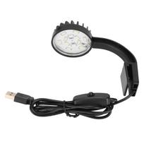 Žuvų akvariumo klipo šviestuvas 5W 5V 12 LED Mėlynas Baltas Šviesos Didelis Ryškumas Reguliuojamas Kampas USB Klipas juoda